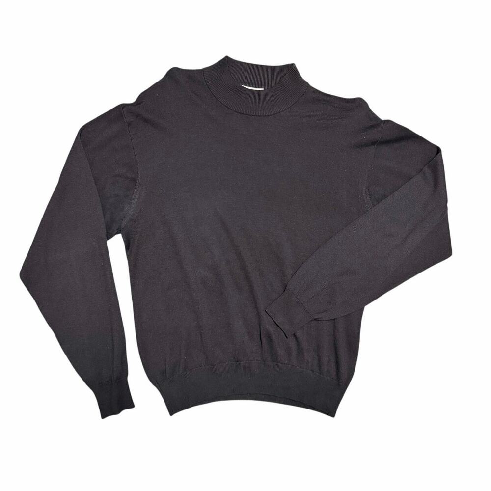 Anthology 100% Silk Black Mock Neck Sweater – M